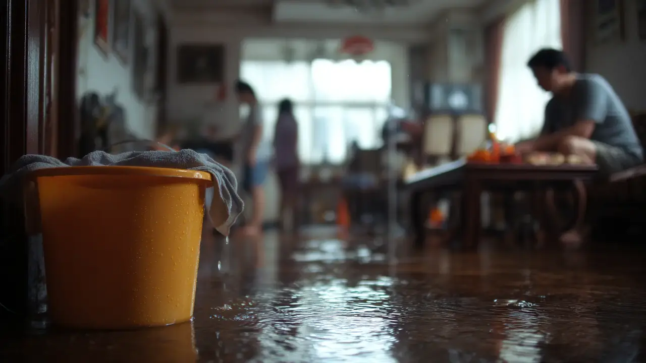 Leaking roof family storm