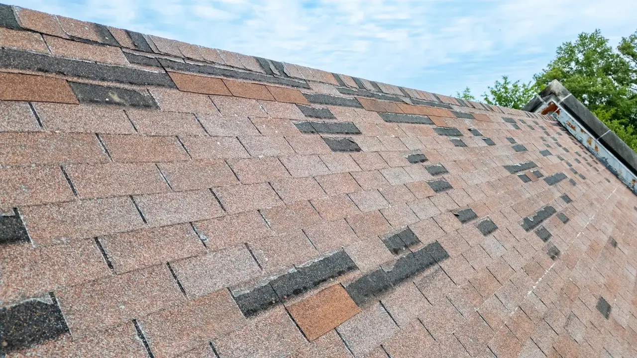 Storm damaged roof